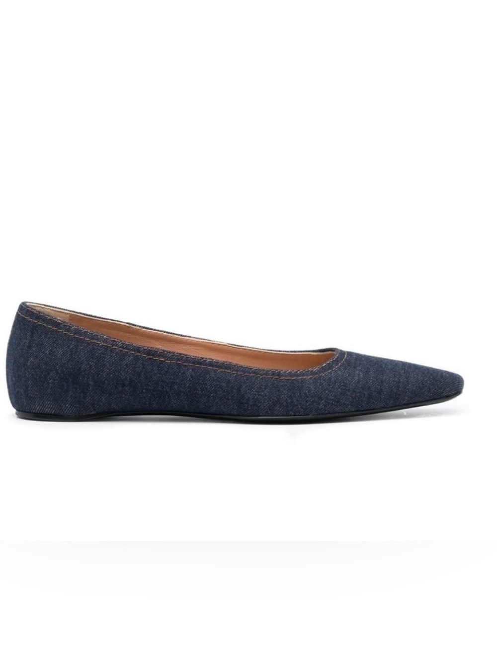 Toteme Denim Square-Toe Ballet Flat in Dark Blue - Picture 2 of 4